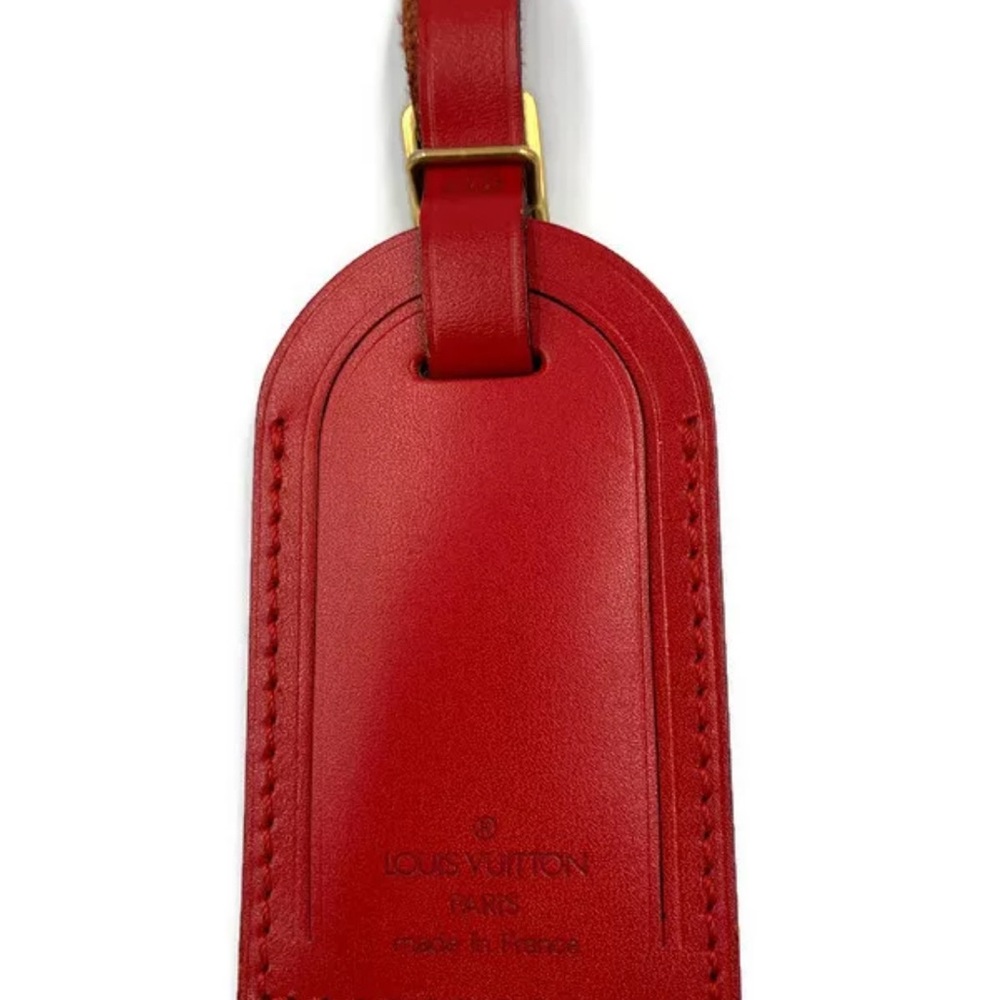 Authentic used Louis Vuitton Luggage Tag Name tag Red Gold Hardware - Unstamped